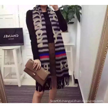 Stripe Jacquard Print Fleece Scarf